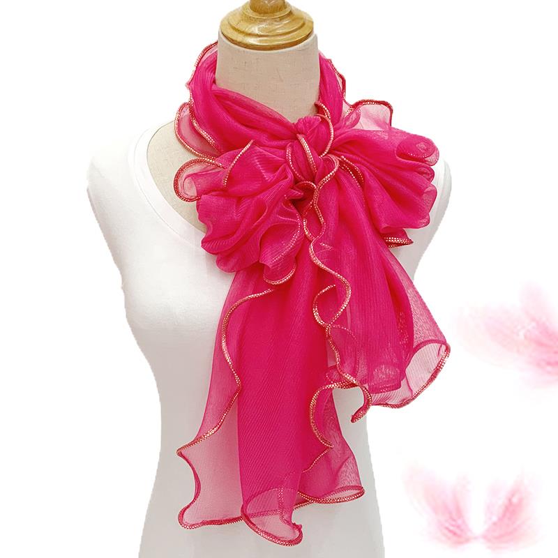 Lace Scarf Women Lightweight Hijab Elegant  Print Silk Neckerchief Shawl Wraps Headband Handle Hair Accessories Bandana