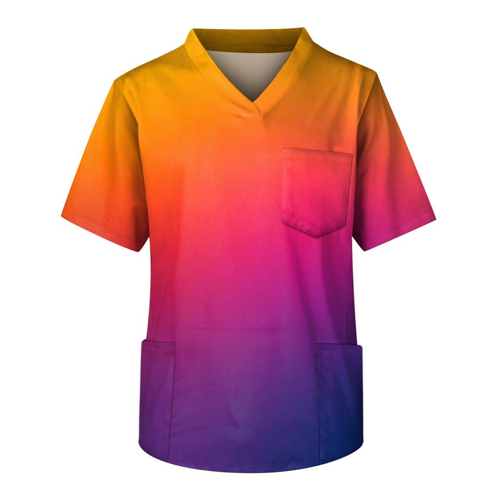 Модный мужской топ с коротким рукавом и V-образным вырезом с принтом и карманом на груди