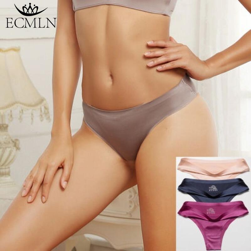 3 Pack Women Ice Silk Feeling Thongs Seamless Sexy Panties Lingerie Underwears