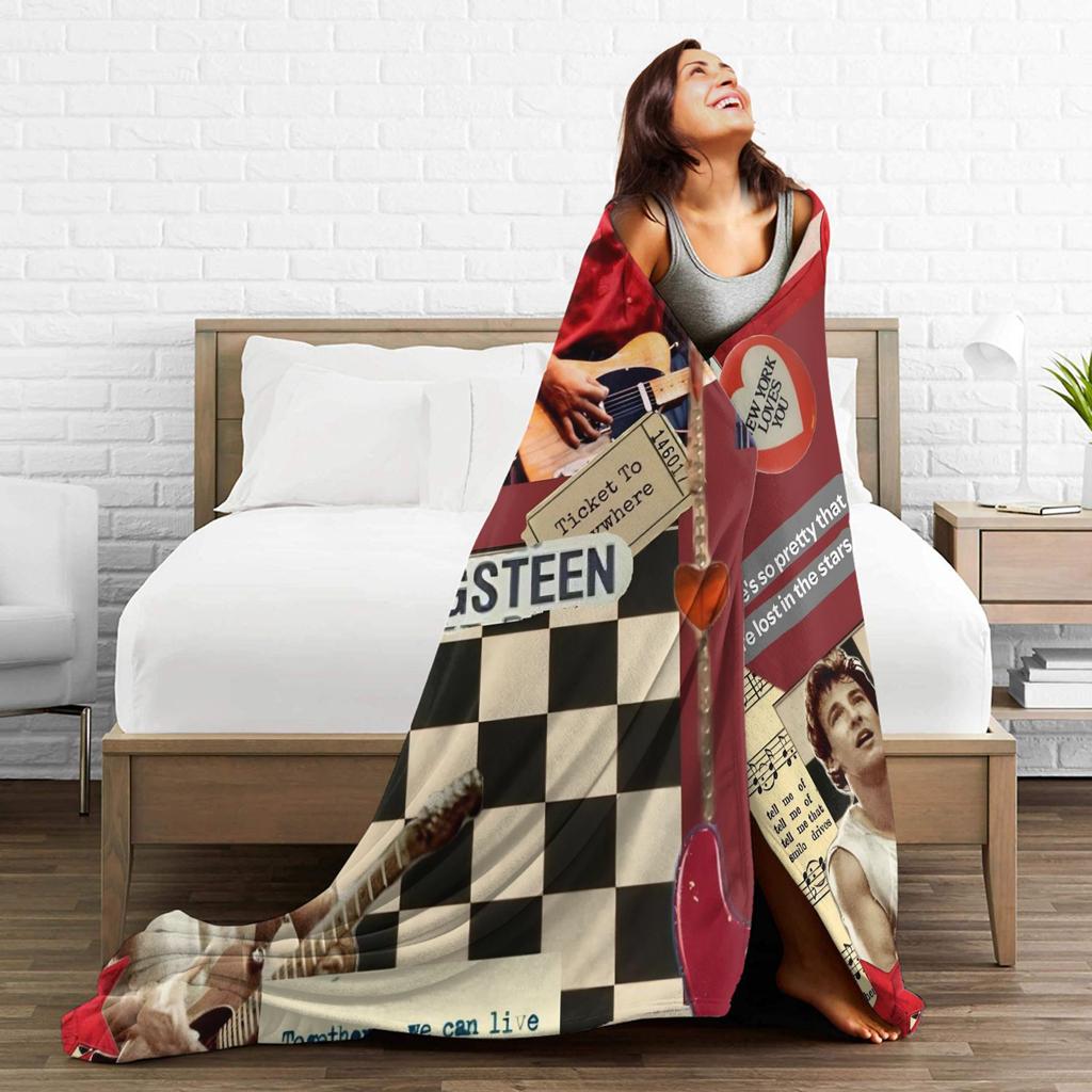 Bruceed Springsteened Concert Tour Flannel Blanket  for Home Decor Airplane Travel Fashion Bedspread Sofa Bed Cover