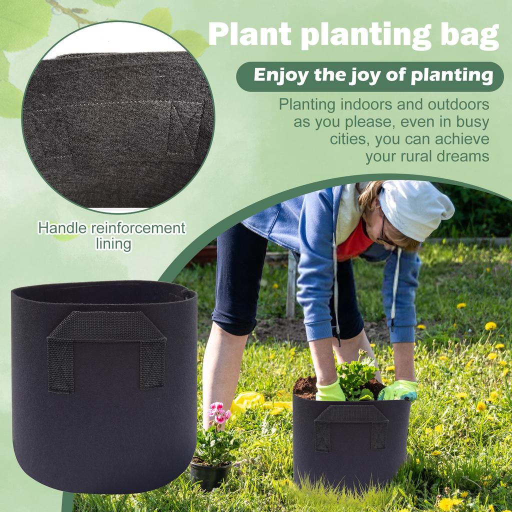 Тканевый мешок для посадки растений, плотный нетканый мешок для посадки растений, горшок для посадки растений, мешок для посадки с ручкой, мешок для посадки овощей, черный