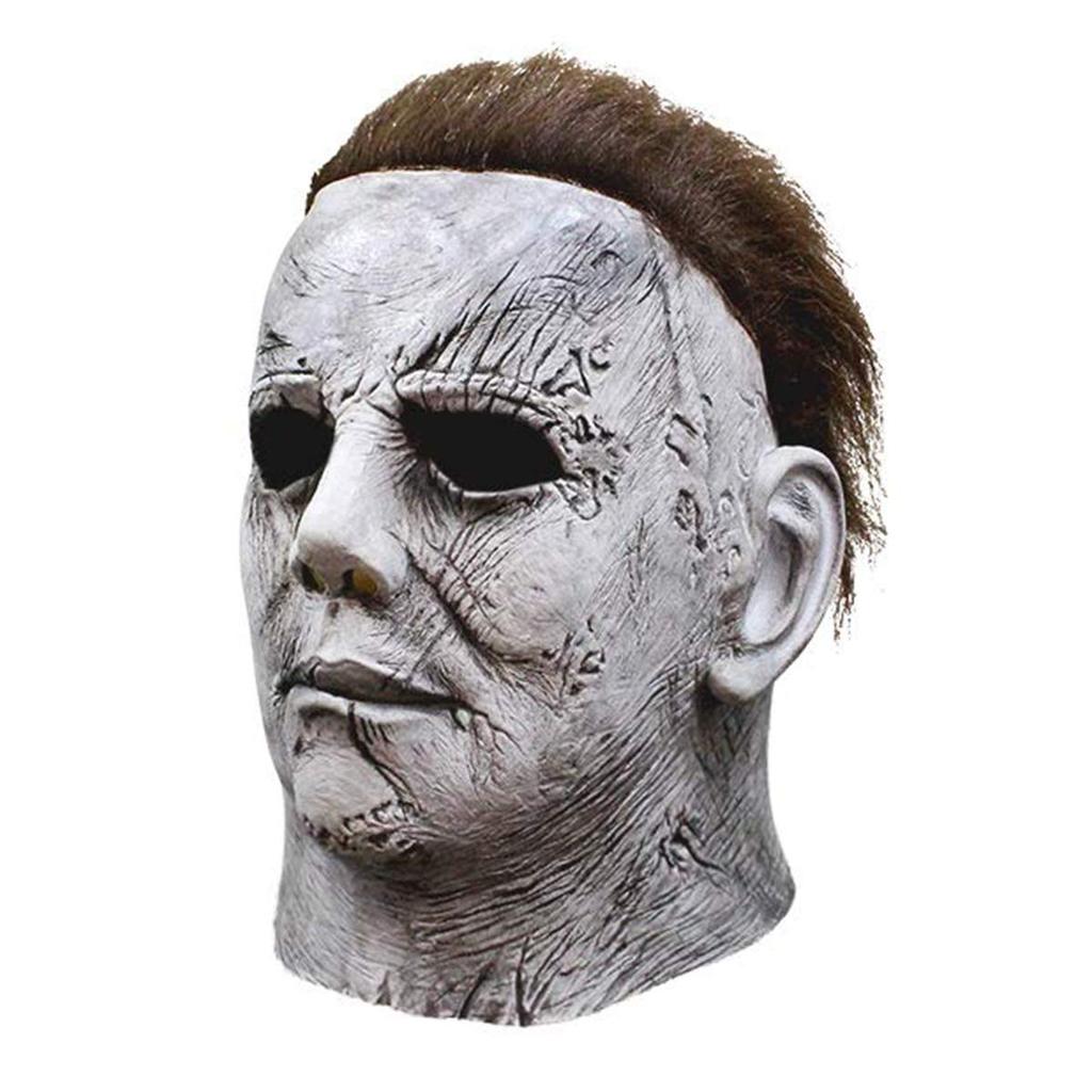 Terror Halloween Michael Myers Masks With LED Glow Horror Latex Full Head Headgear Scary Face Cover Masquerade Party Supplies