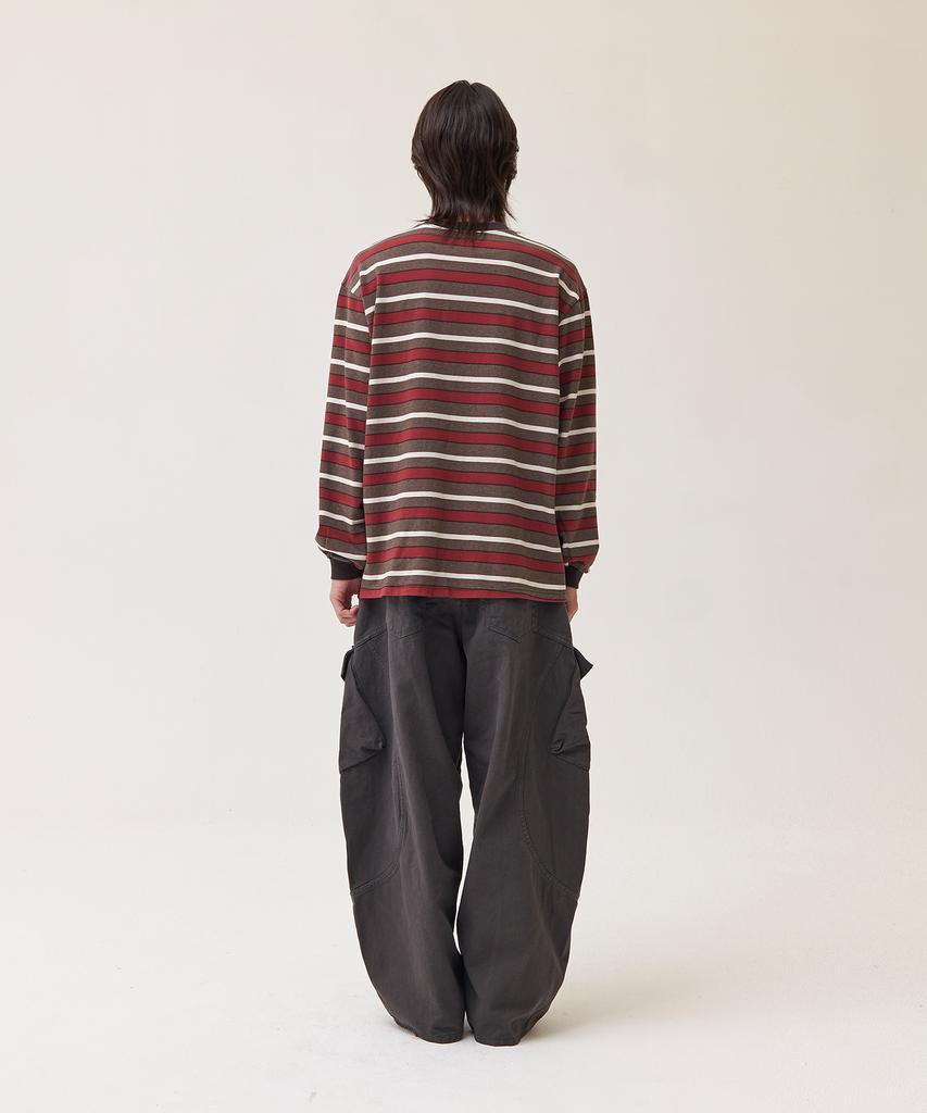 Akesi Стильная полосатая рубашка с длинным рукавом_Коричневый