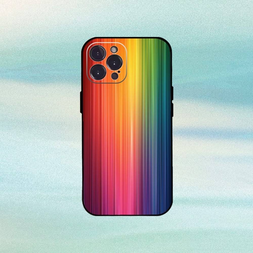 C-Colorful R-Rainbow Stripe Phone Case For iPhone 16 15 14 13 12 11 Pro Max Plus,5G Soft Black Case