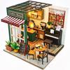 moin moin Dollhouse Miniature Handmade Kit Set Scale Coffee Shop Cafe Retro Antique American Vintage Piano LED Light Acrylic Case 2408dh433 1/24
