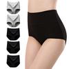 Set of Warm Cotton Cold Cotton Plus Sizes and Type &mellow 5-Piece Panties, High-Waisted, Deep-Fitting, Black, Women's Underwear, Protection,
