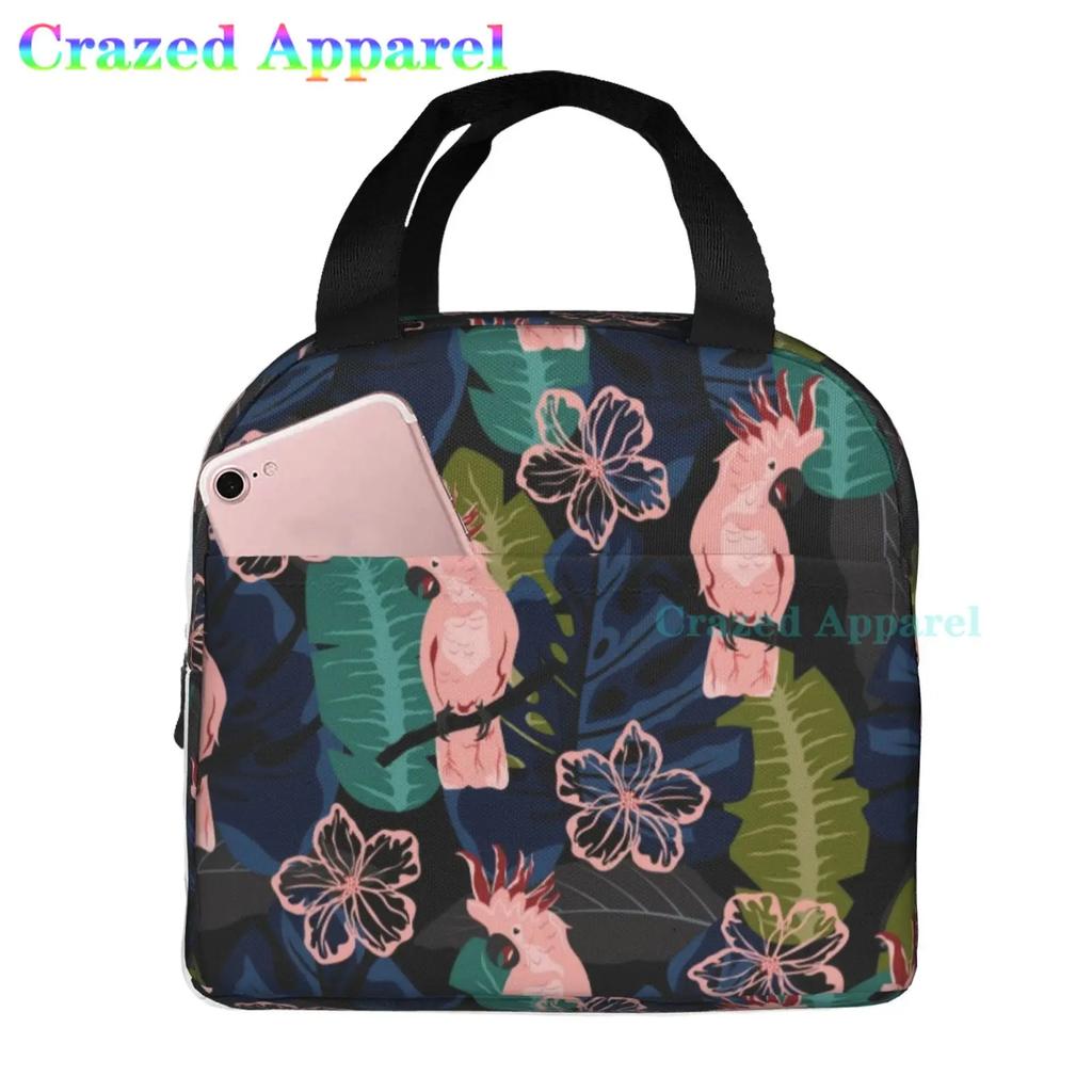 Окрашенные попугаи птицы сливовое дерево ткань Оксфорд сумка для обеда сумка-тоут ланч-бокс многоразовый органайзер сумка для унисекс рыбалка пикник