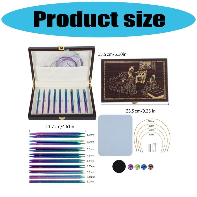 Набор из 9 пар сменных круговых спиц 3,0 мм-6,0 мм для вязания свитера, носка, алюминиевый набор спиц