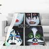Мягкие Прочные Одеяла Самолет Путешествие Kiss Рок-группа Плед Жутки Лицо Фланелевое Покрывало для Кровати Кресло Диван Покрывало