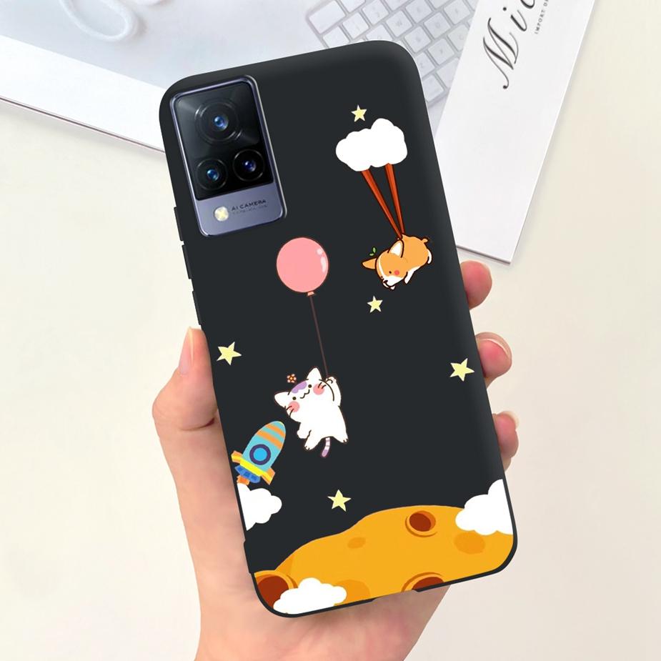 Для Vivo V21 4G Чехол V2066 V2108 Милый Мультяшный Динозавр Чехол Мягкий ТПУ Чехол для Телефона Для Vivo V21e V 21 e V2061 VivoV21 Fundas Coque