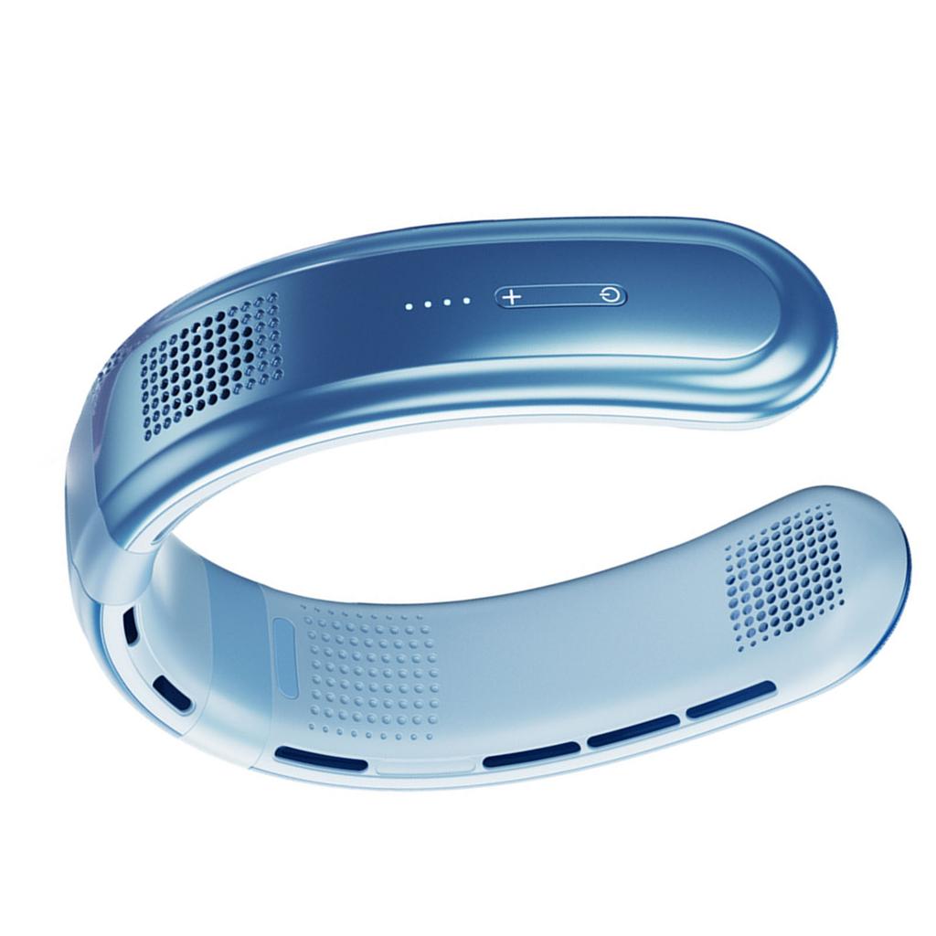 Вентилятор на шею USB Перезаряжаемый Тихий Пять Ядер Десять Раз Холодный Ветер Регулируемый Нашейный Носимый Вентилятор для Улицы Синий