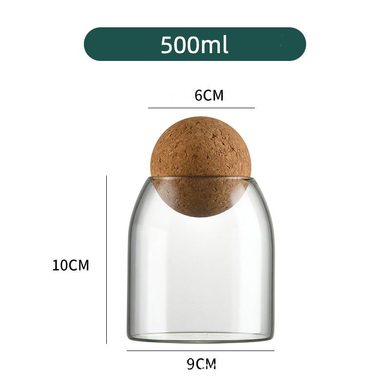 Glass Food Storage Canister With Airtight Cork Lid Clear Food Storage Jar Container With Seal Cork Round Stopper For Kitchen