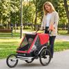 Bike Trailer for Kids, 2-Seater, 2-in-1 Foldable Kids' Bike Trailer with Adjustable Seat and Harness, Red