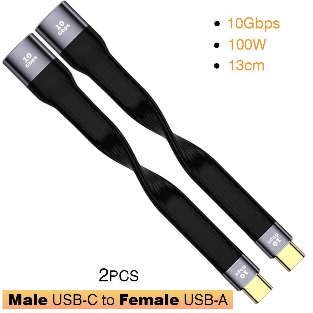 Короткий кабель USB3.1 10 Гбит/с 13 см PD 100 Вт USB-кабель Type C конвертер OTG USB-адаптер USB4 20 Гбит/с 22 см для SSD Power Bank