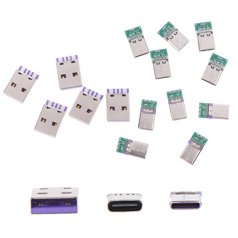 5 шт. разъем USB 3.1 типа C припой провода и кабель поддержка печатной платы