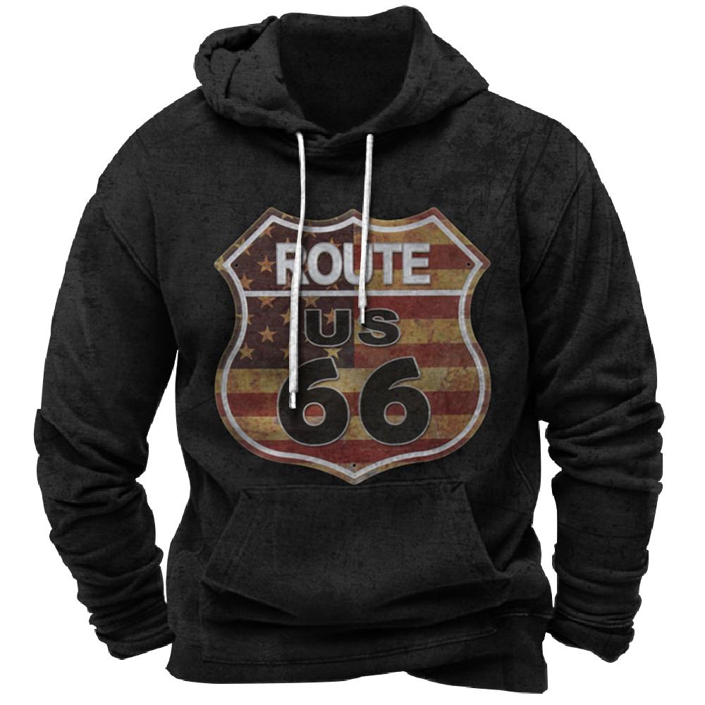Винтажное худи Route 66 3D-принт Толстовки Модные толстовки Свитшоты Для мальчика Женская Мужские спортивные костюмы Мужская Женская Одежда толстовки