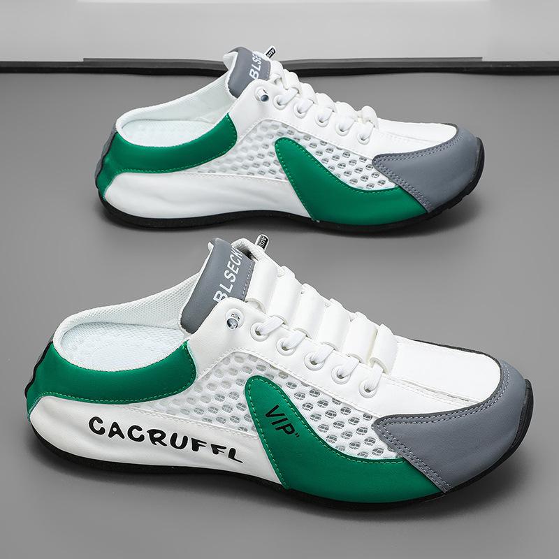 Модные летние мужские тапочки 2025 для дома, улицы, модные полутапочки, сетчатые дышащие спортивные туфли, большой размер 39-47, высокое качество