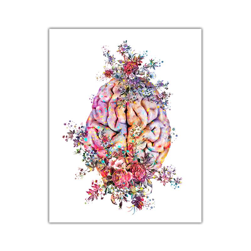 Современный набор картин на холсте с цветочным орнаментом: Искусство для сердца, легких, почек и мозга для медицинского декора
