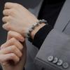 Серый Глаз Бусина Премиум Стерлинг с Крестом Натуральный Подарок для Мужчин Размер [AWNL] Мужской Браслет Ястребиный Глаз, Серебро, Шарм, Камень, (Камень 10мм), 16-17см