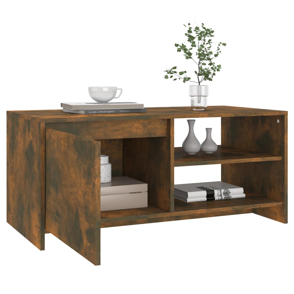 Coffee Table Smoked Oak 102x50x45 cm Particleboard