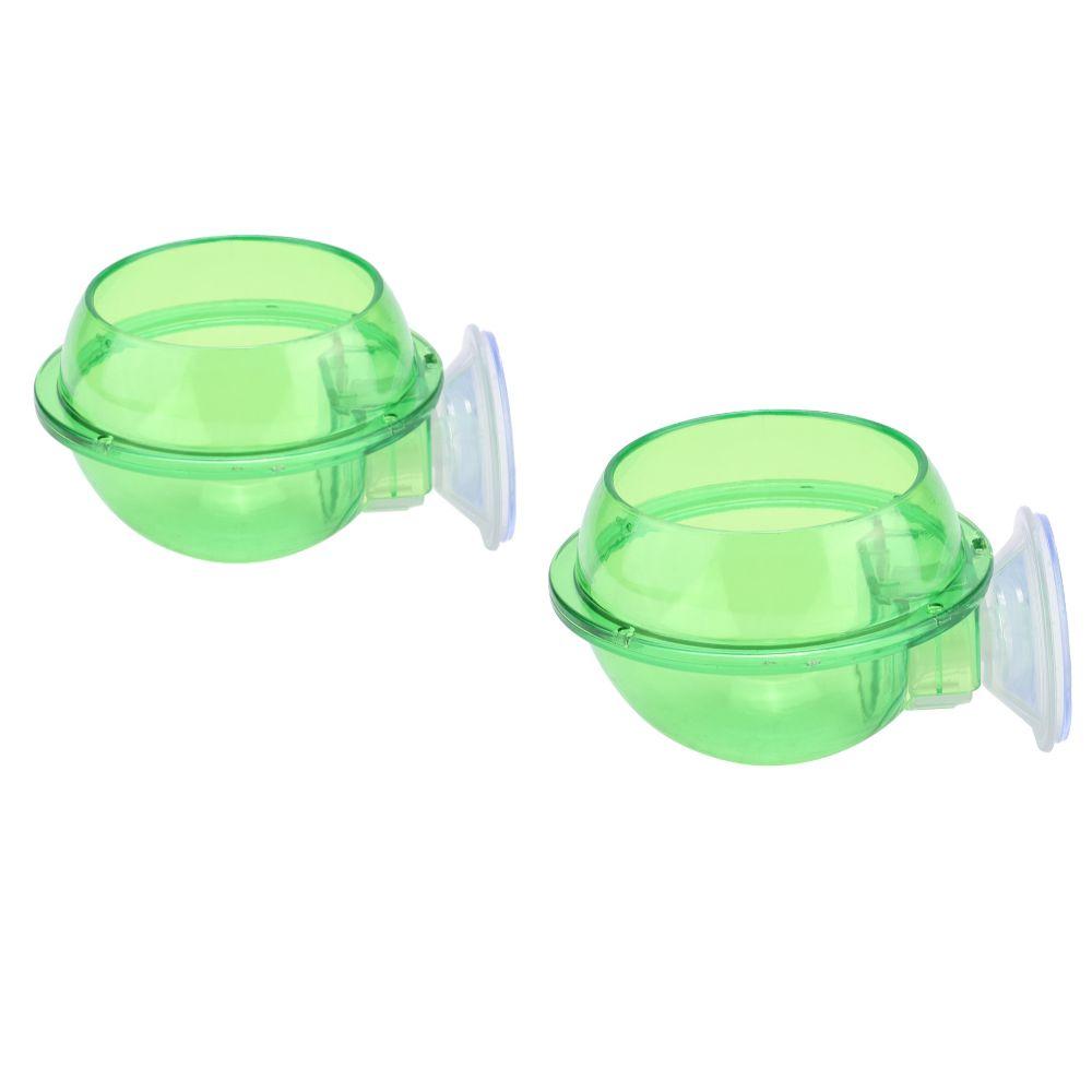 2pcs Round Suction Cup Feeder Green Chameleon Feeder Dish Durable Lizard Feeder Bowl Gecko