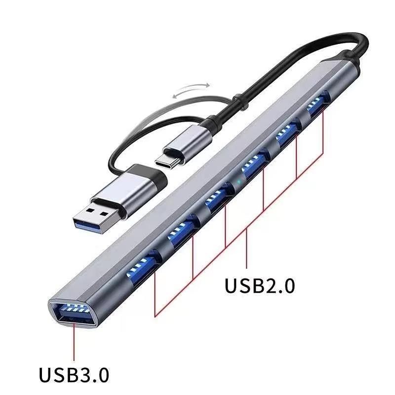 7 портов USB 3.0 Type C HUB Expander Splitter High Speed OTG адаптер док-станция для ноутбука ПК жесткий диск мышь клавиатура