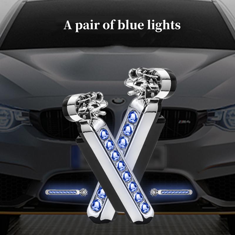 Wind powered daytime running lights, car grille warning flashing lights, car mounted LED wiring free decorative lights