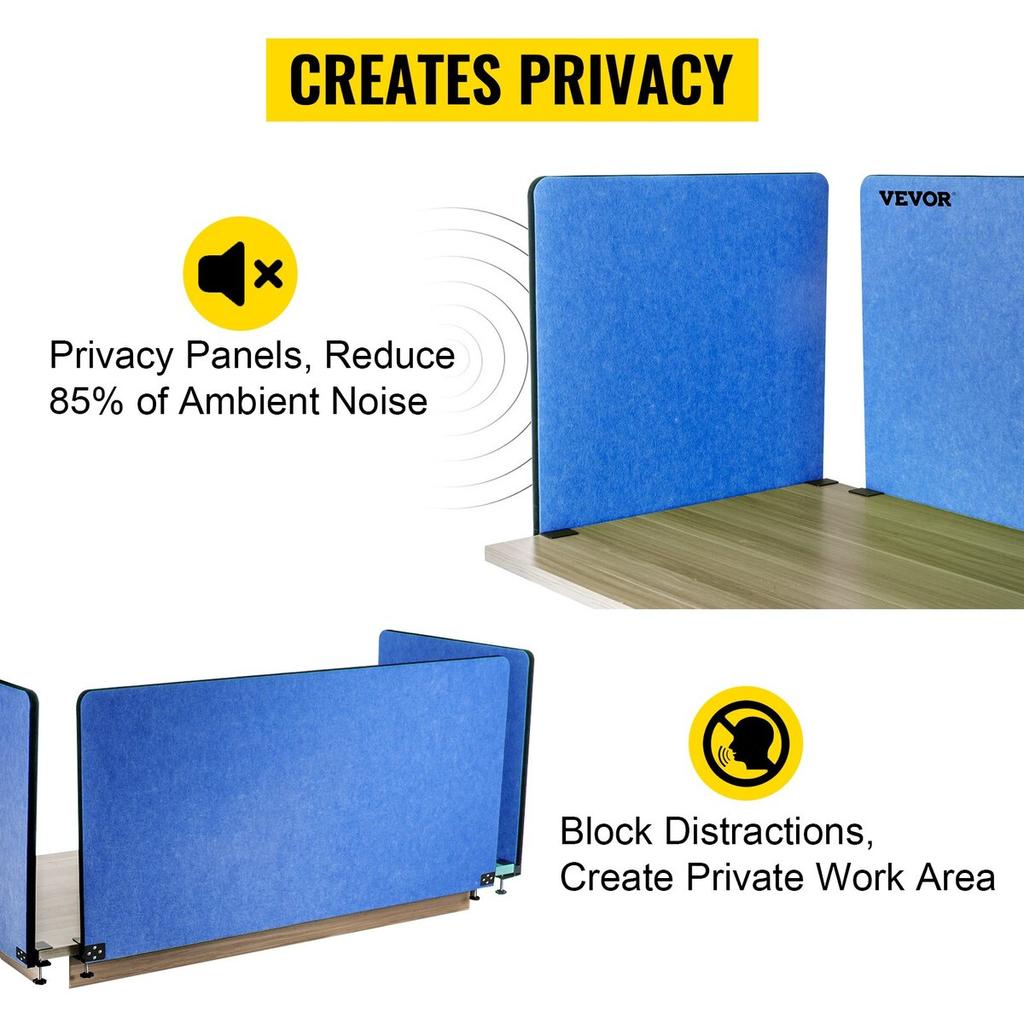 Desk Divider 60'' Desk Privacy Panel, 3 Panels Privacy Acoustic Panel, Sound Absorbing Acoustic Privacy Panel, Reduce Noise and Visual Distractions,