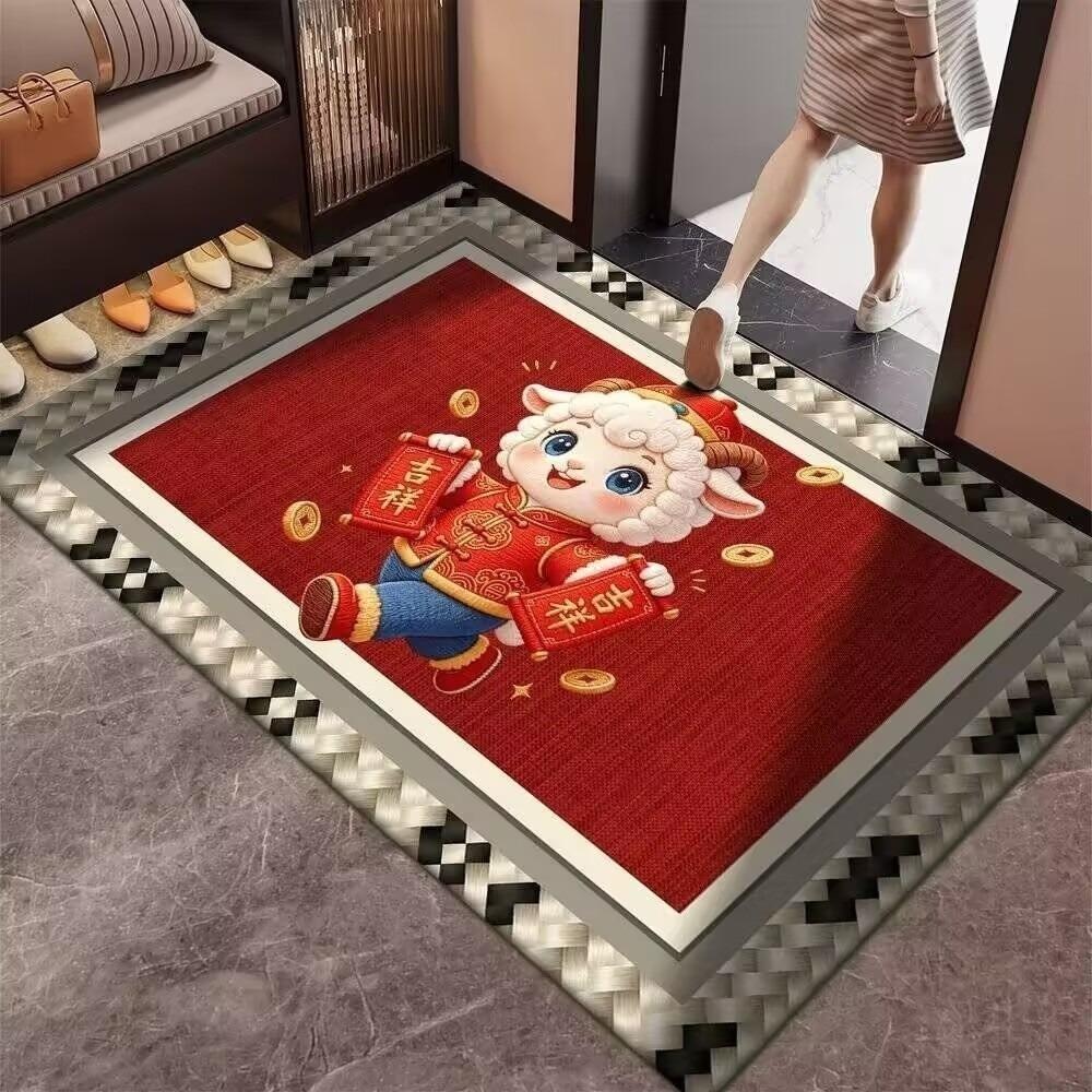 Cartoon Lamb Chinese Sheep Year Floor Mat Sheep Printed Welcome Door Mat Spring Festival