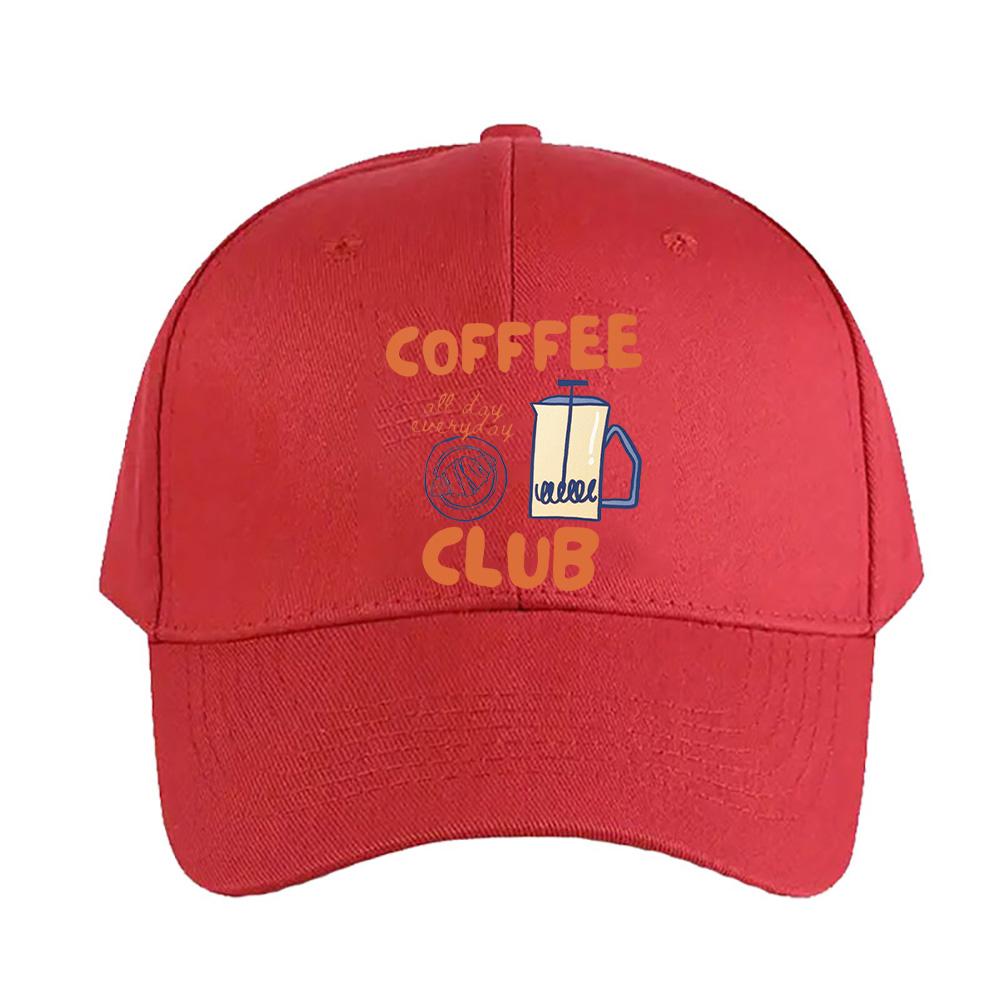 Retro Coffee Club all day everyday Caps Summer Adult Baseball Cap Adjustable with Curved Brim Duckbill Hat Protection Sun Hats
