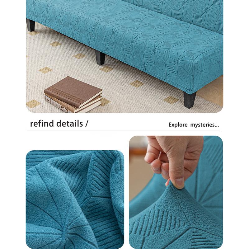 Чехол для дивана без подлокотников, эластичный защитный чехол для дивана-кровати, эластичный, богато текстурированный, с высоким содержанием спандекса, жаккардовый чехол для футона, можно стирать в стиральной машине