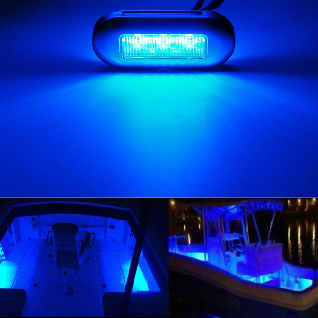 10PCS 12V Yacht Marine Boat Flush Mount Clear Lens LED Oblong Stair Deck Lamp Stainless Steel Waterproof Light