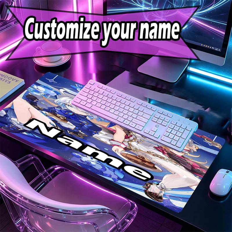 Custom Name Personalized Genshin Impact Pattern Mousepad, Laptop PC Desk Mat, Decorative Desk Mat for Home Keyboard Pad Gift