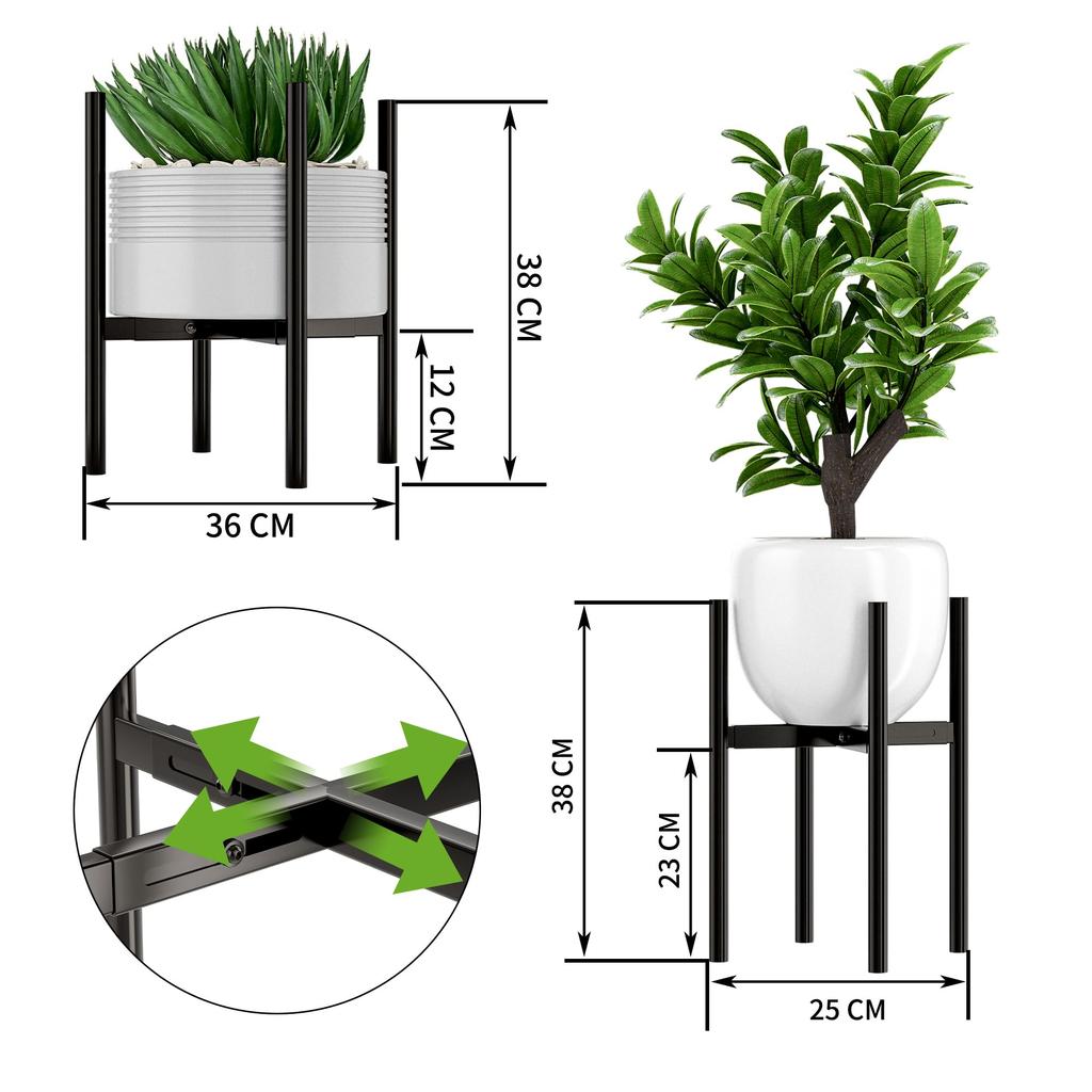 EKNITEY Регулируемый цветок Регулируемая ширина Для дома и улицы Цветок Металл Растение Стильный цветок 1 Подставка для горшка Подставка, 20-30см, Подставка, Стойка, Подставка, (черный)