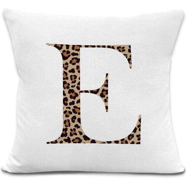 Leopard Print Initial Letter A Throw Pillow Covers, Cheetah Room Decor, Monogram Cheetah Print Decorative Pillowcases Cushion Cases for Home Bedroom