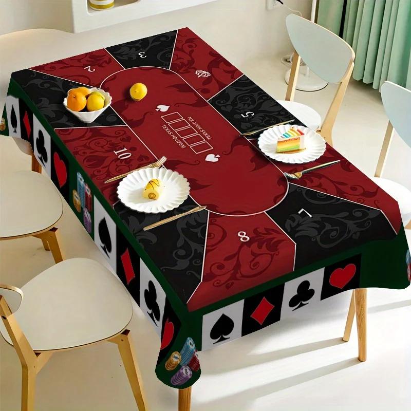 1pc Cool Dark Style Poker Table Decorative Pattern, Simple European Style Tableclothxzj