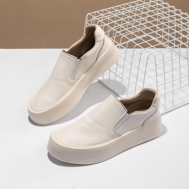 2025 прямая поставка лоферы мужские кожаные весенне-осенние на одной педали ретро мужская обувь универсальная толстая подошва нескользящие ленивые туфли