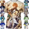 Genshin Impact 3d Printed T-shirt Anime Personality Round Neck Unisex Casual Fashion Short Sleeve Top