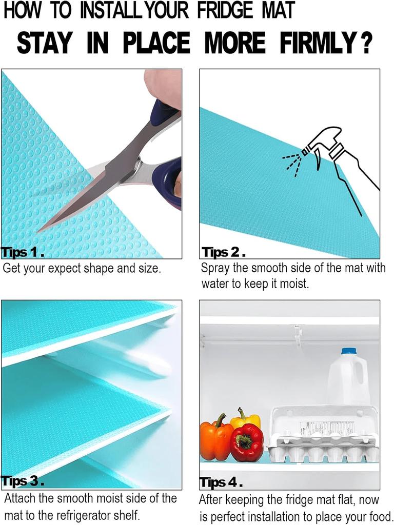 4pcs Refrigerator Pad Non-Slip Waterproof Can Be Cut Fridge Shelf Liner Mat Kitchen Washable Drawer Cabinet Pads Table Placemats