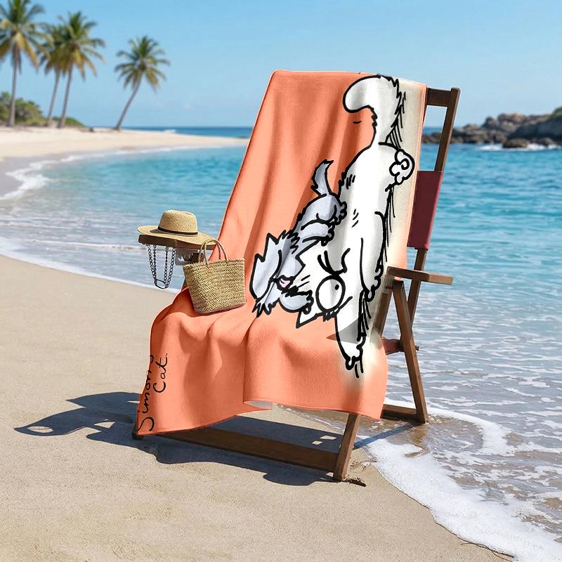 Simon'S Cat Fashion Beach Towel: Ideal for Summer Adventures Soft, absorbent and quick drying suitable for swimming and bathing