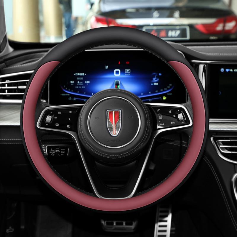 Anti-Slip Genuine Leather Steering Wheel Cover for Hongqi Models: H9, 23 H5, Classic, H6, HS5, HS7, HQ9.