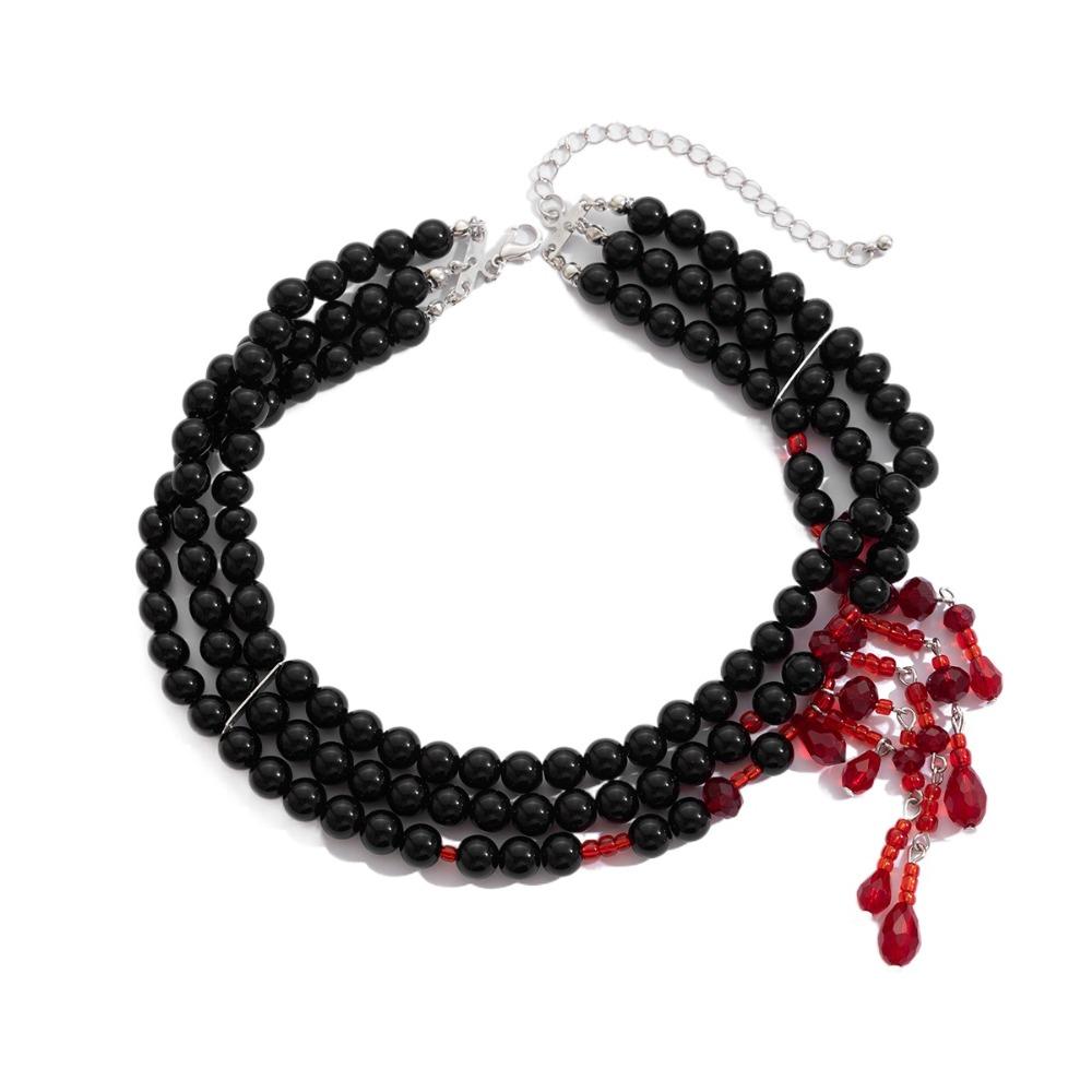 Multilayer Halloween Choker Imitation Crystal Beads Necklace Fashion Blood Drop Necklace Party