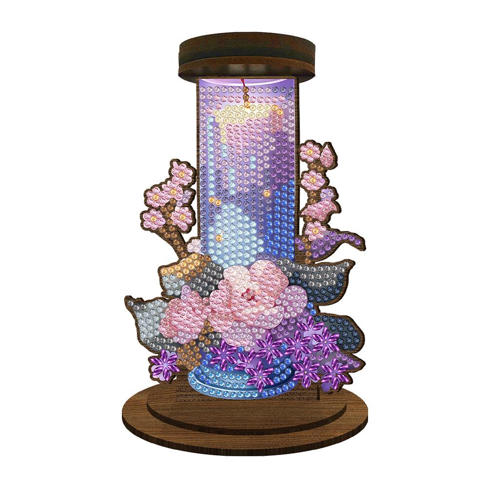 Wooden Exquisite Pattern Mosaic Rhinestone Drawing Candlestick Decor 5D DIY Diamond Painting Candlestick for Home Office