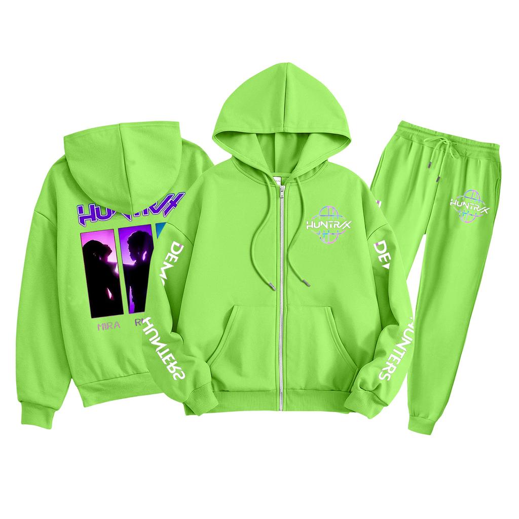 Детская мода Толстовка с капюшоном на молнии с длинными рукавами и спортивные штаны Однотонный комплект толстовки с карманами