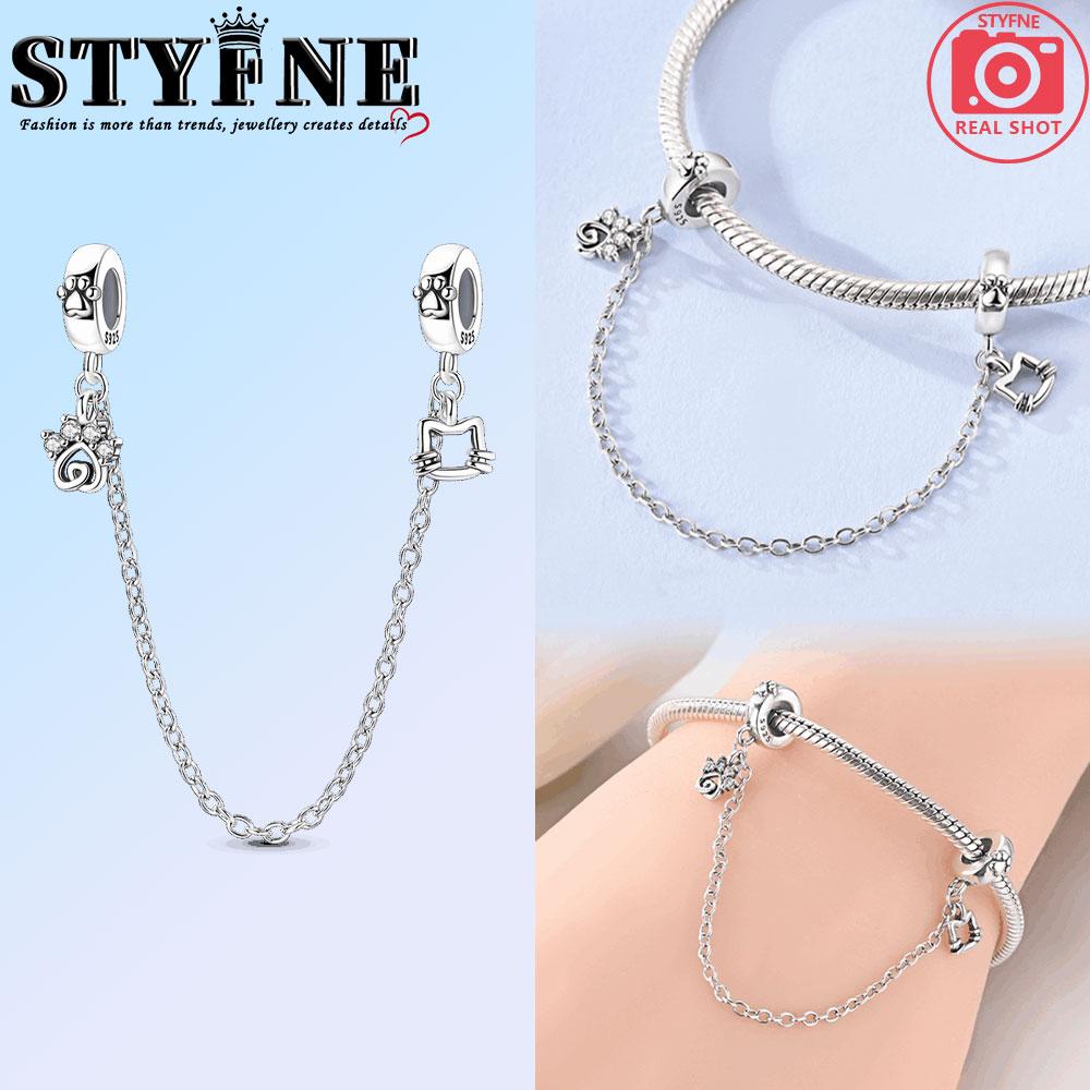 Copper Pink Tableware Fork Plate Security Chain Charms Beads Pendant For Original Bracelet Woman Girl Jewelry