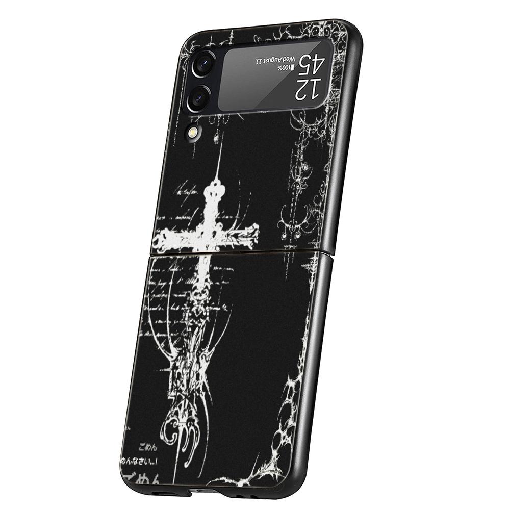 Кибер-сигил Cross Line Жесткий ПК чехол для телефона Samsung Galaxy Z Flip 7 6 5 4 Черная крышка для Galaxy Z Flip 3 Складные чехлы Сумки
