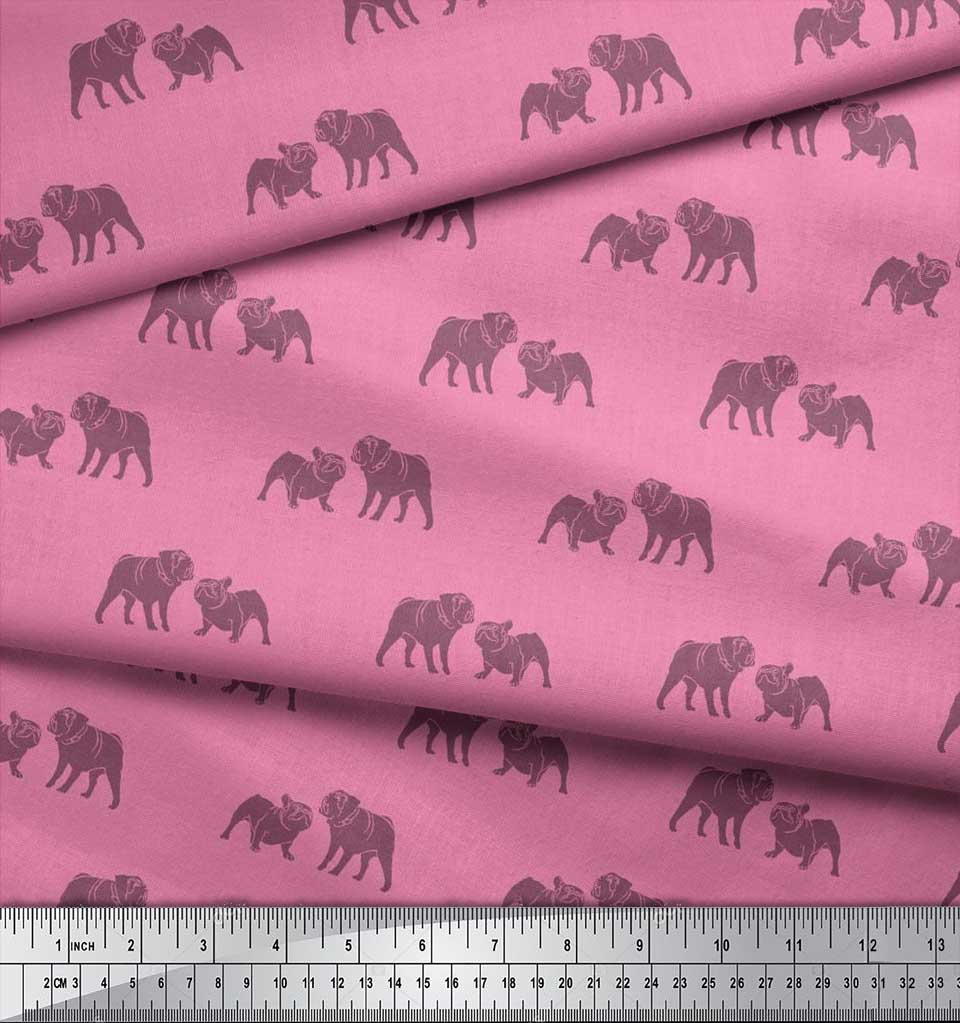 Soimoi Японская креп-сатиновая ткань с принтом Bull Dog на метр шириной 42 дюйма