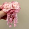 Korean Gentle Mori Earrings Super Fairy Camellia Bead Sequins Fringe Sweet Atmospheric Smart Versatile Studs