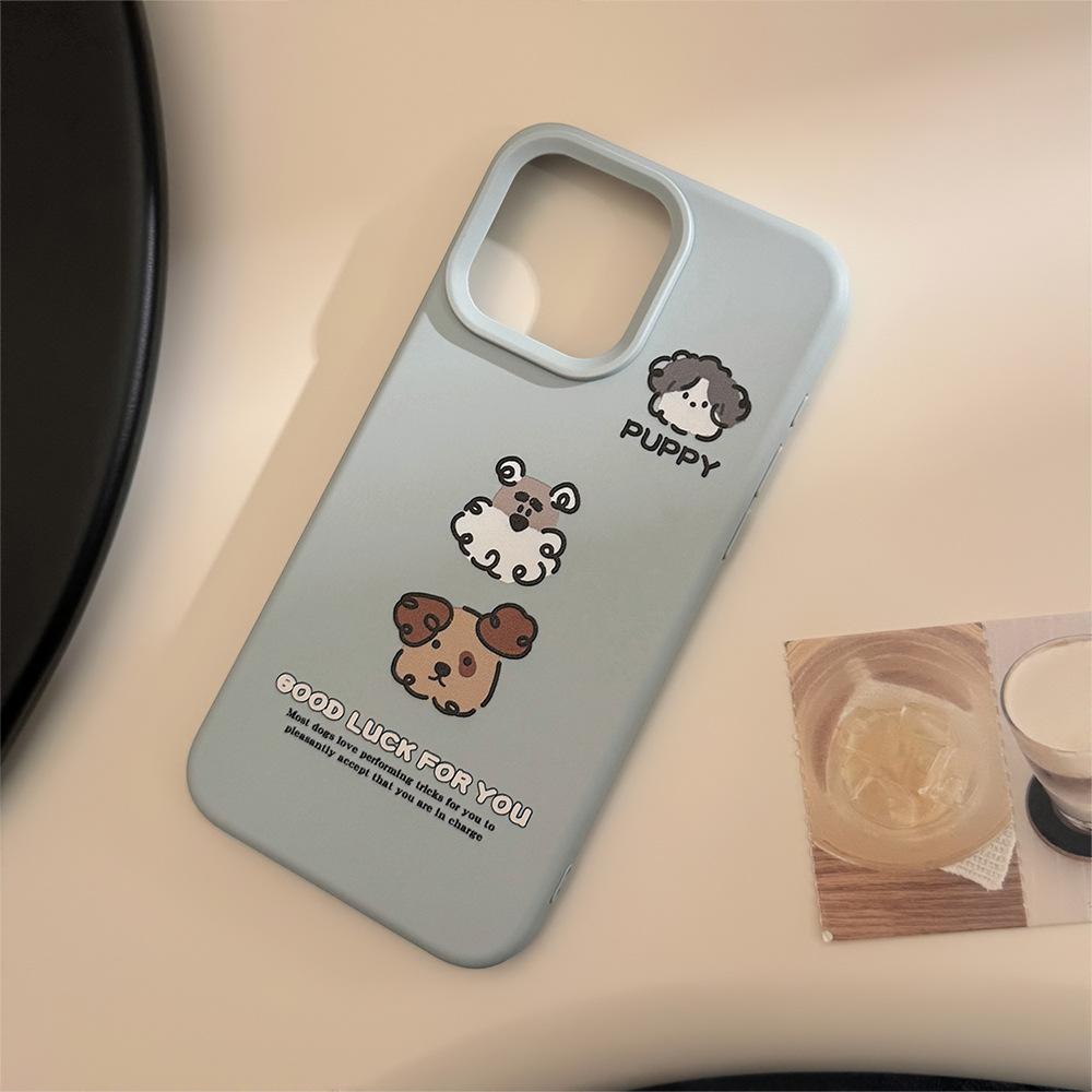 Ins quirky puppy phone case suitable for iPhone 17, Apple 15 Pro Max, with lanyard, suitable for 14, 13, and 16