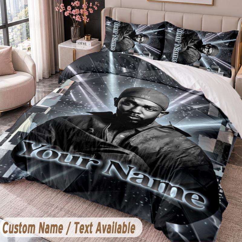 Custom Name Text 3Pcs Bedding Set Kendrick Lamar Duvet Cover And Two Pillowcases